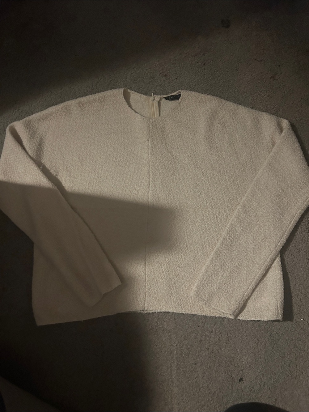 Zara Cream Bouclé Crop Pullover